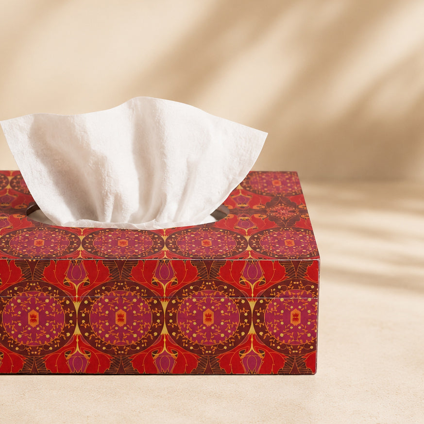 Arc & Petal Wooden Tissue Box Holder | Decorative Tissue Paper Dispenser for Home & Dining