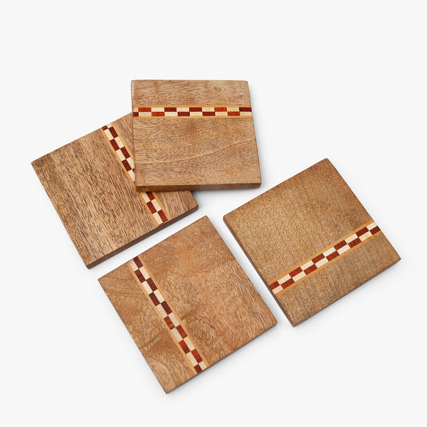 Geometrical Striped Wooden Coasters
