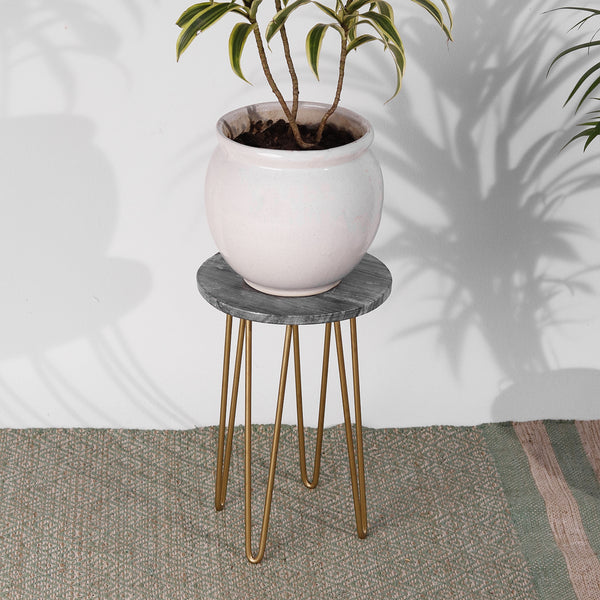 Gloomy Grey Plant Stand - Gold