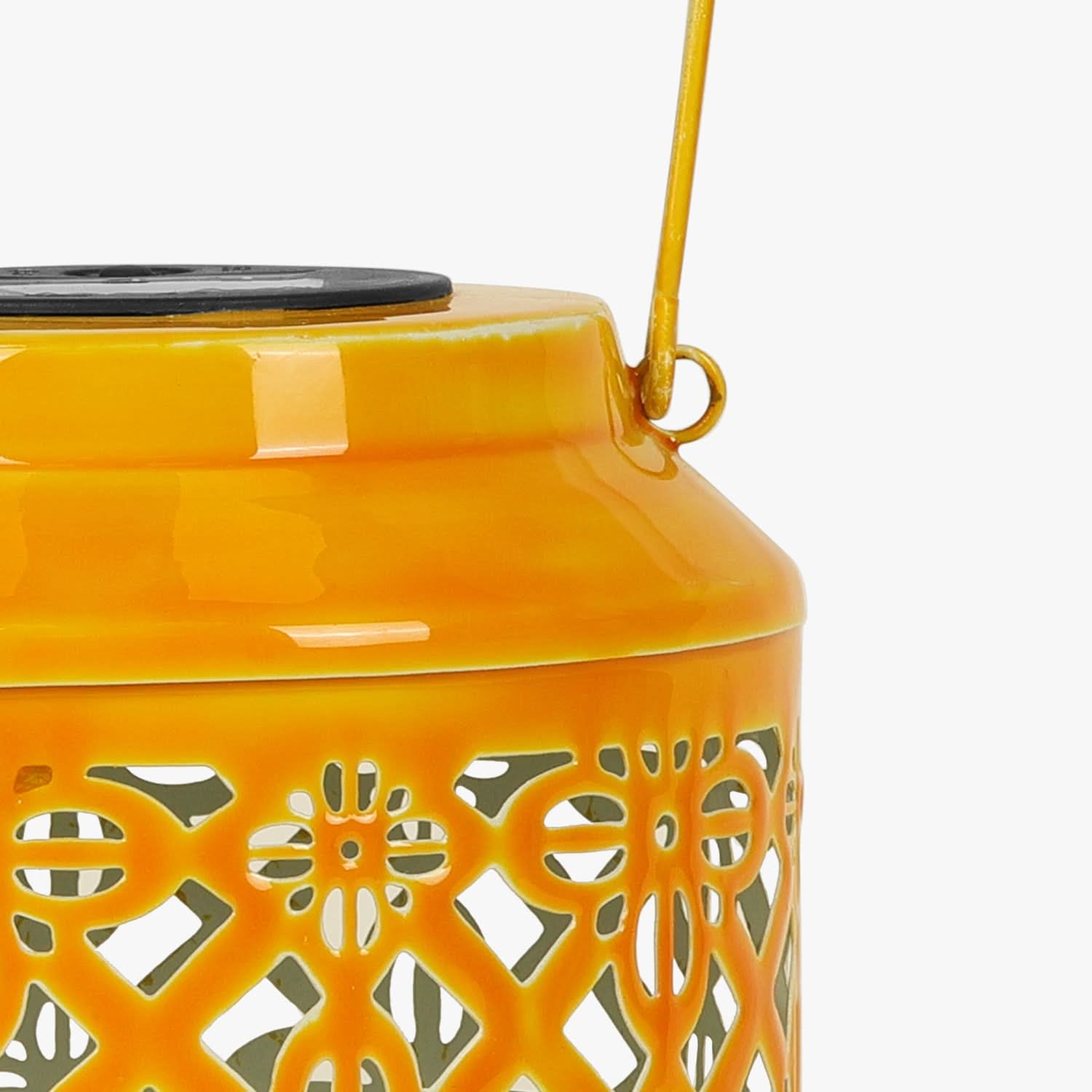 Solar Metal Lantern – LED Decorative Light for Balcony, Garden & Home- Yellow
