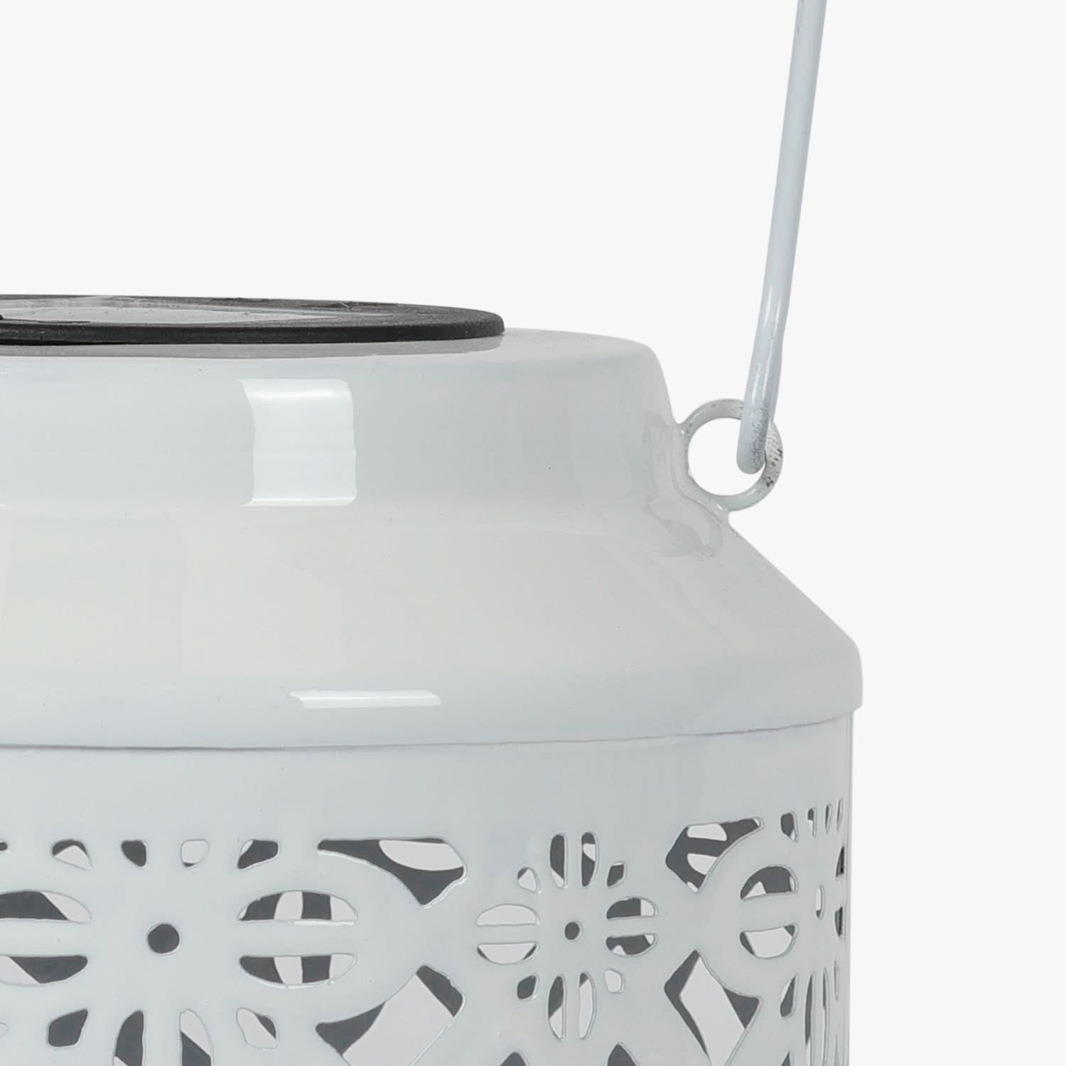 Solar Metal Lantern – LED Decorative Light for Balcony, Garden & Home- White