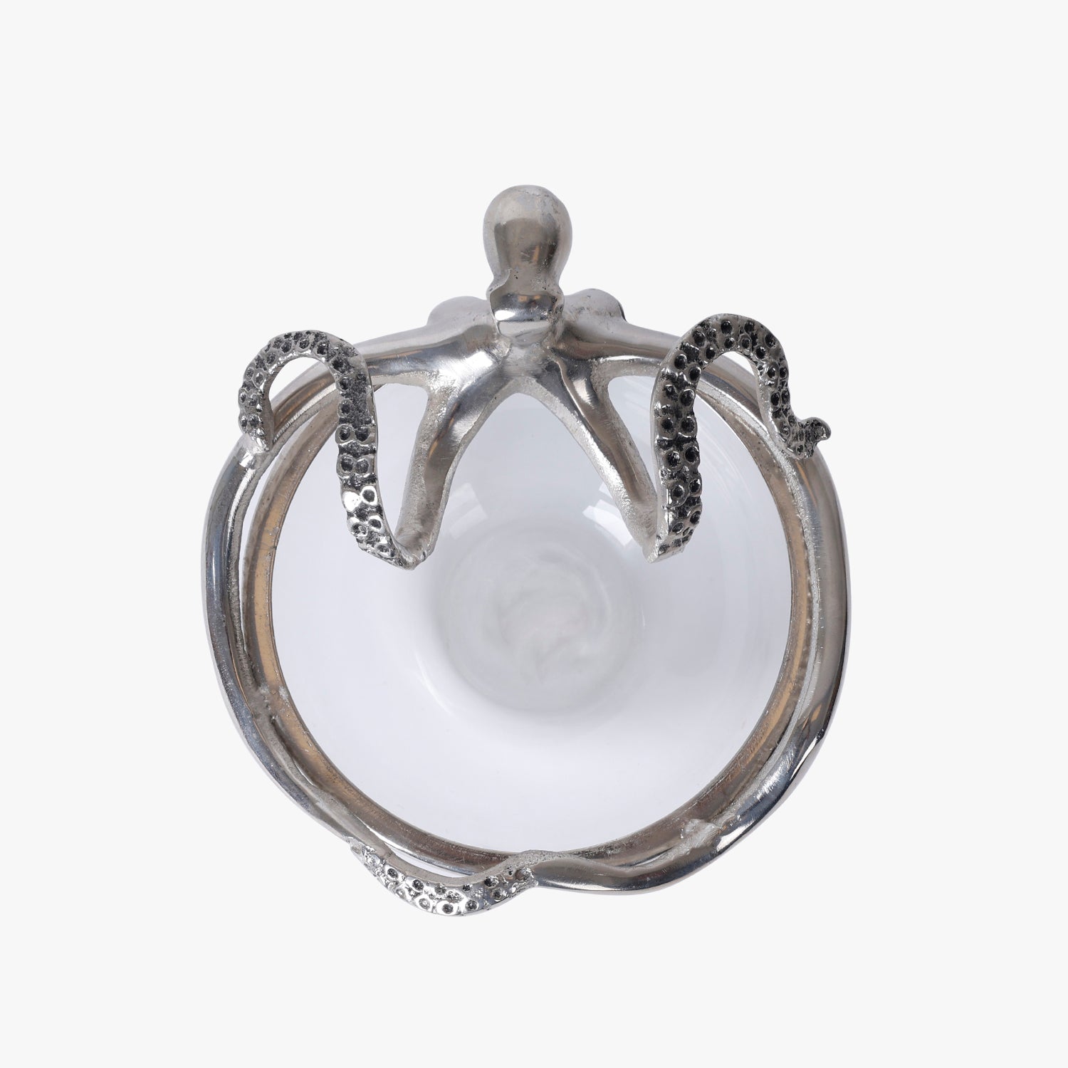 Coral Metal Decorative Bowl with Glass Insert | Modern Table Centerpiece & Serving Bowl for Home Decor