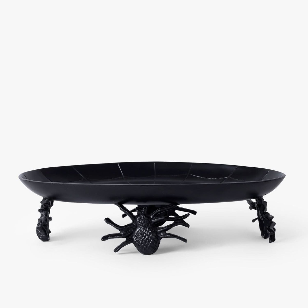 Black Spider Web Platter Stand | Statement Serving Tray for Snacks, Desserts & Table Décor
