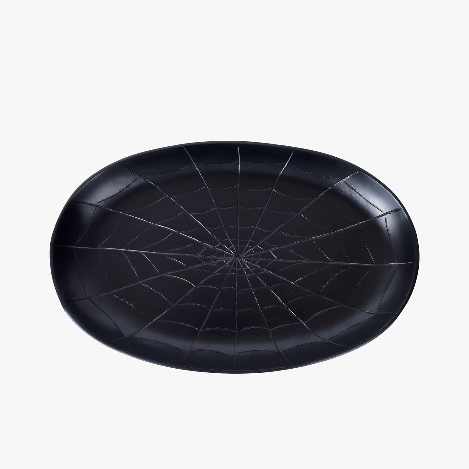 Black Spider Web Platter Stand | Statement Serving Tray for Snacks, Desserts & Table Décor