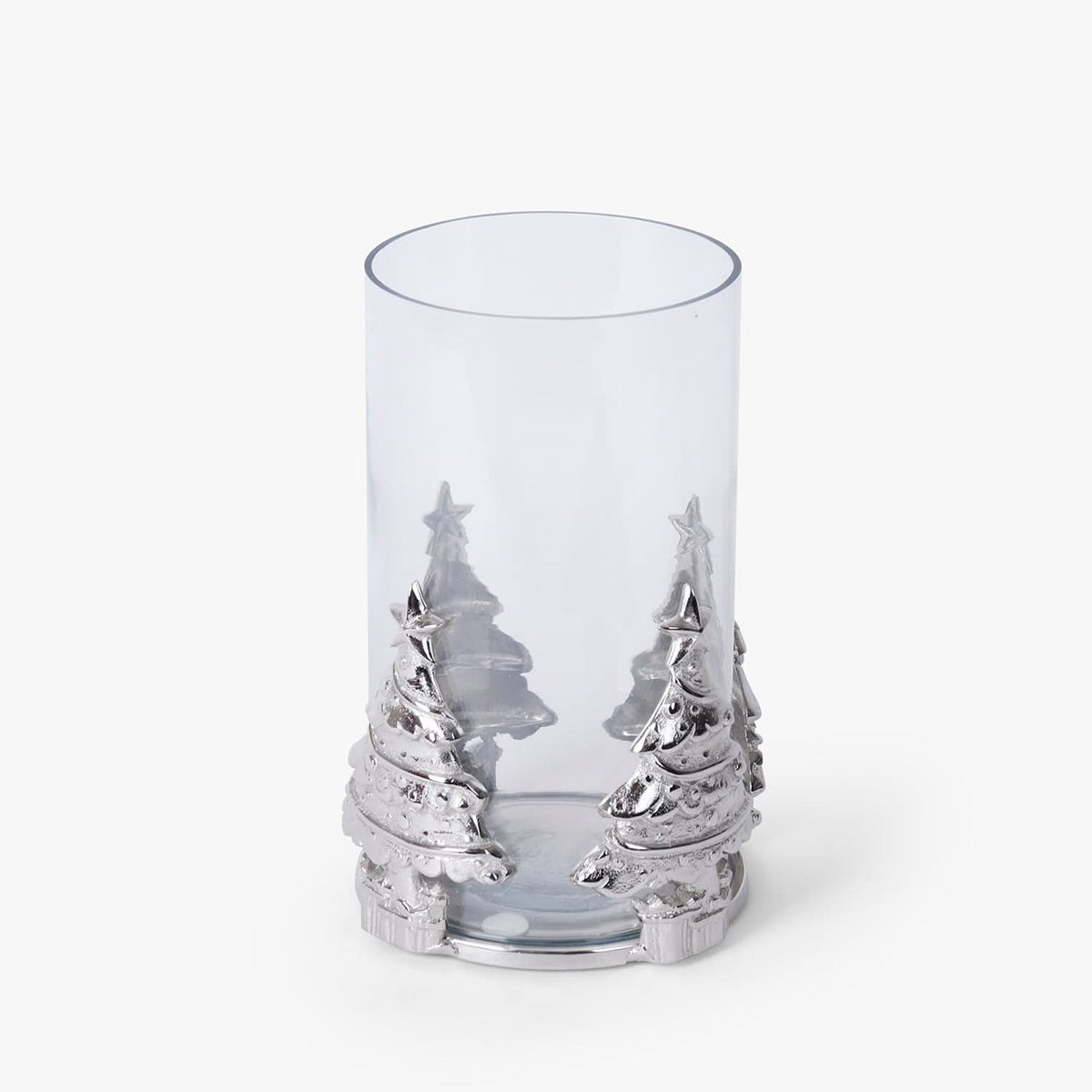 Christmas Tree Glass Hurricane Candle Holder for Festive Table Decor and Holiday Home Styling