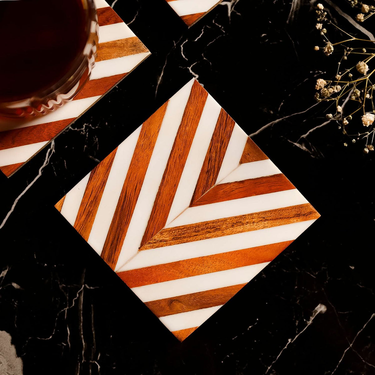 Chevron Resin Coasters Set of 4