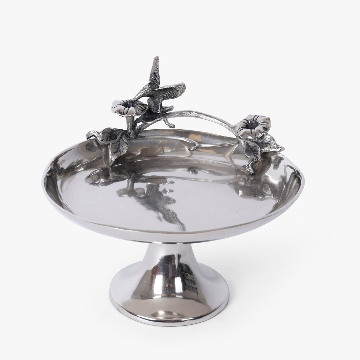 Pedestal Serving Stand with Bird Detail for Table Decor and Dessert Display