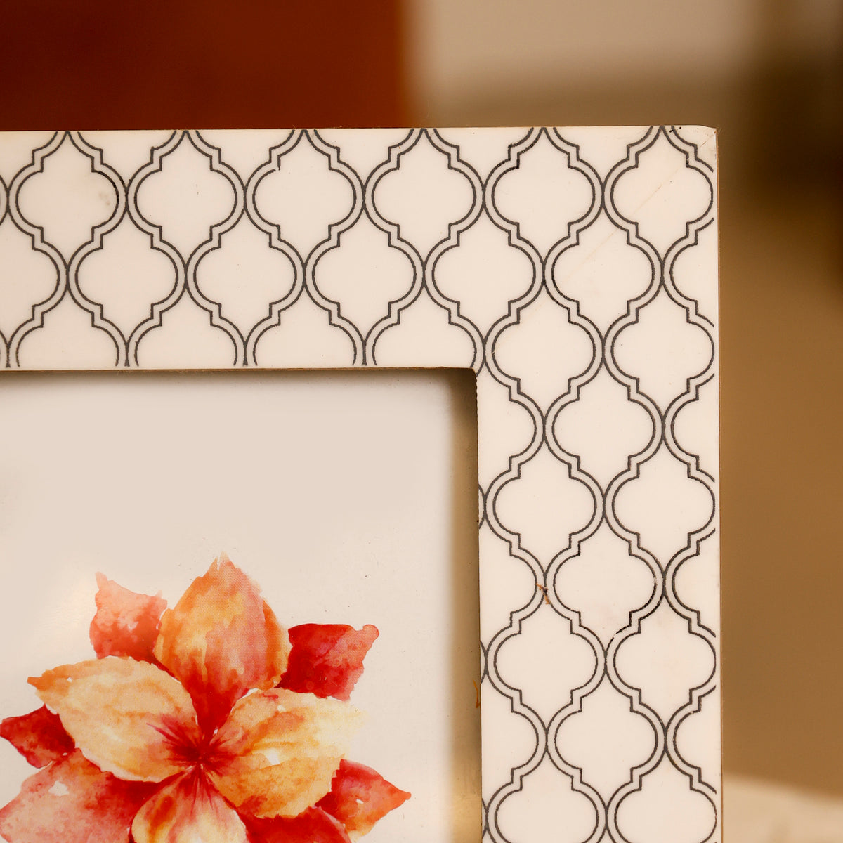Patterned Photo Frame for Table Decor, Shelf Styling and Memory Display 4x6 Inch