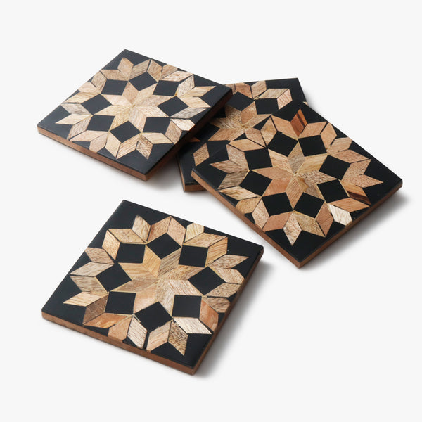 Black Marquetry Wooden Coasters