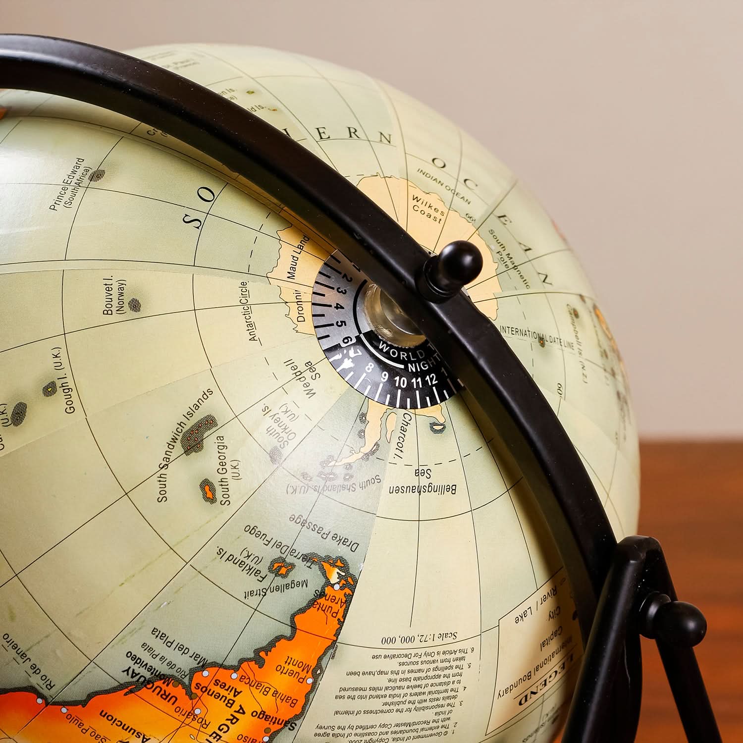 Vintage World Globe with Metal Stand