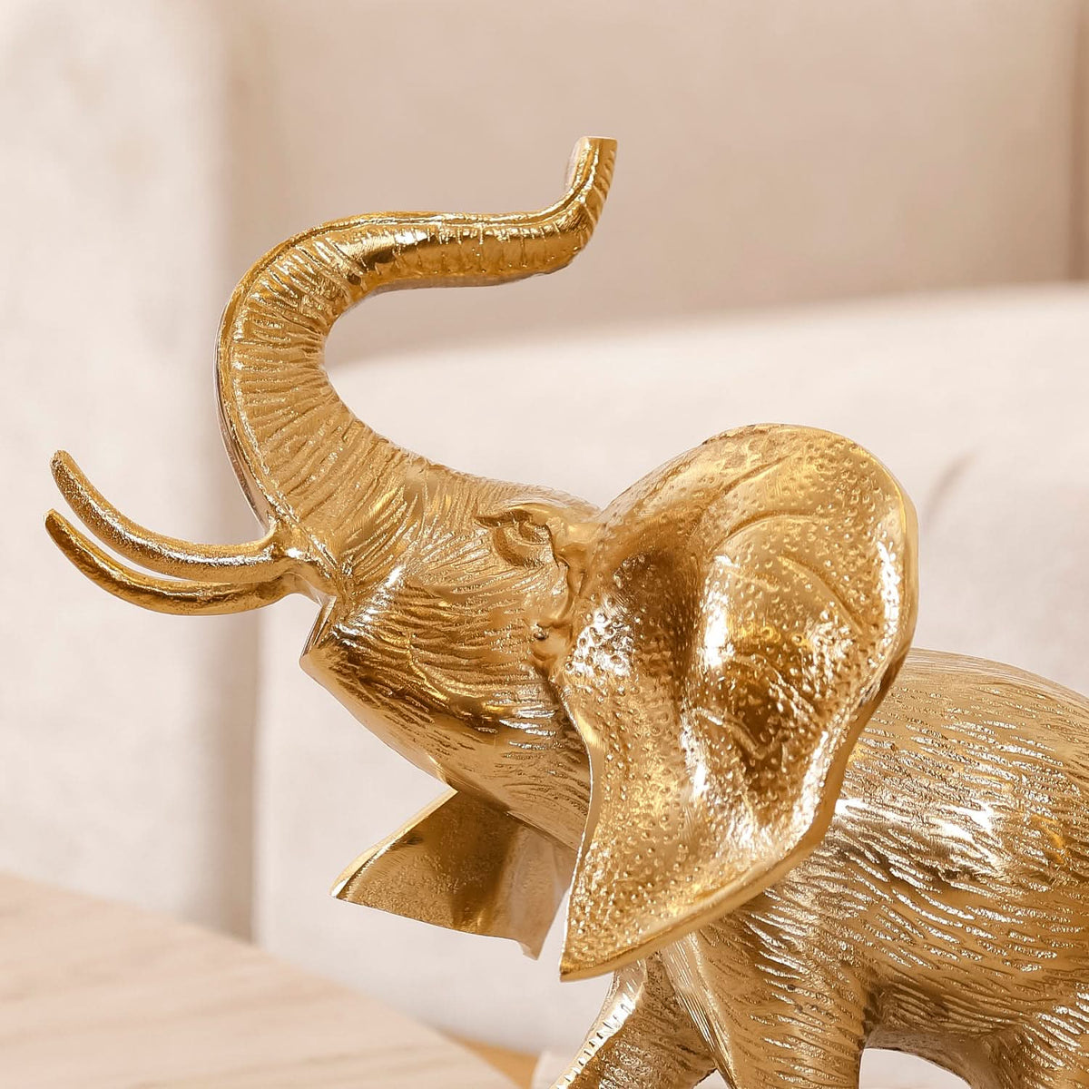 Golden Elephant Figurine Showpiece | Luxury Home Décor Accent