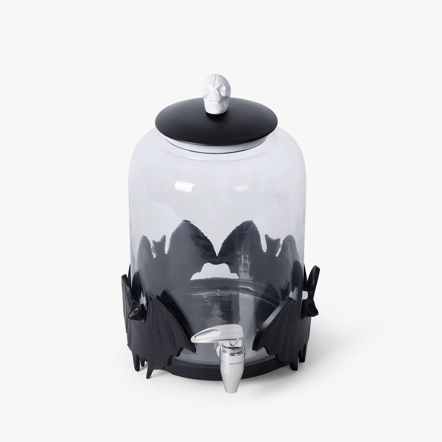 Glass Water Dispenser with Bat & Skull Detail | Decorative Drink Dispenser & Bar Decor