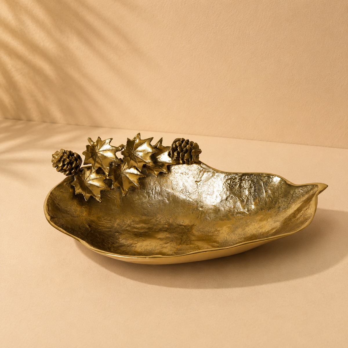 Gold Leaf Accent Platter for Table Decor, Dessert Serving and Festive Styling