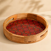 Arc & Petal Round Wooden Tray | Decorative Serving Tray for Home & Kitchen