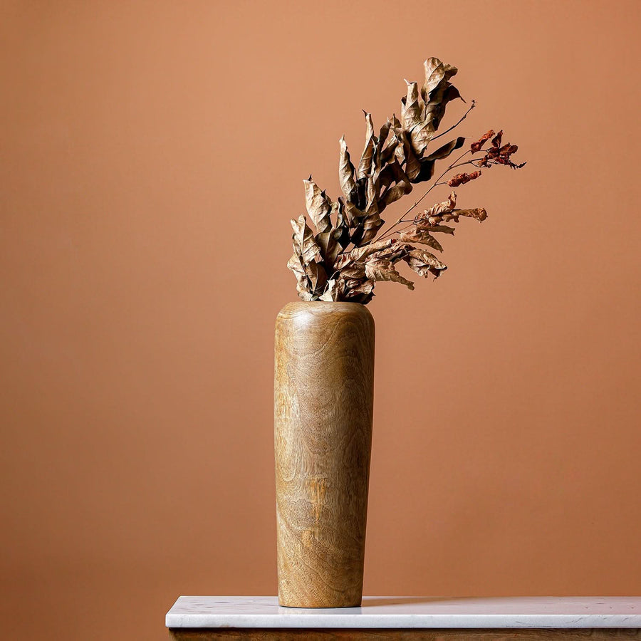 Casa Decor Tall Wooden Flower Vase for Living Room Décor