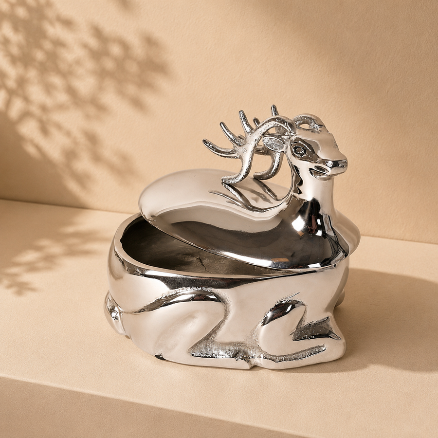 Deer Decorative Box for Table Decor, Dry Fruit Storage and Festive Styling