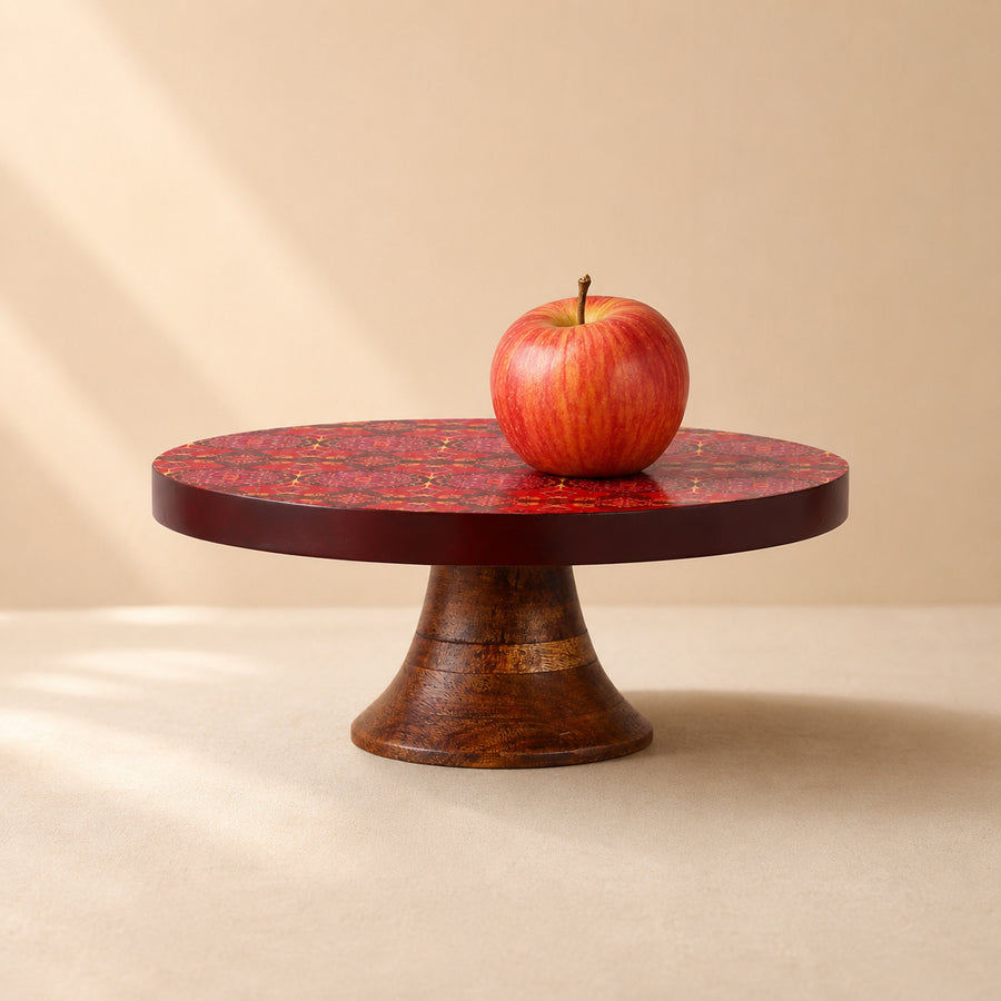 Arc & Petal Wooden Cake Stand | Round Decorative Dessert Stand & Cake Display Plate