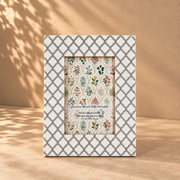 White Patterned Wooden Photo Frame for Tabletop Styling 4x6 inch
