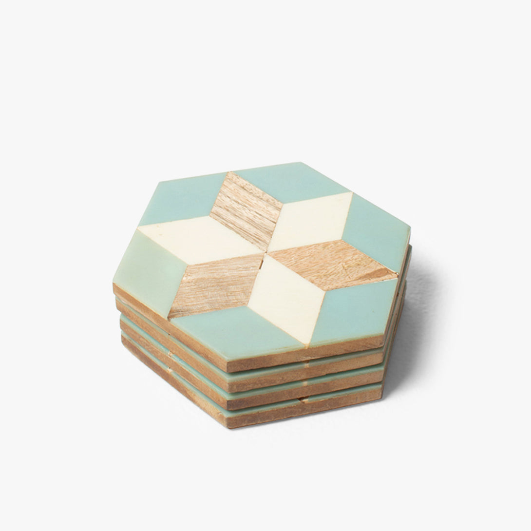 Colorful Marquetry Coaster Set