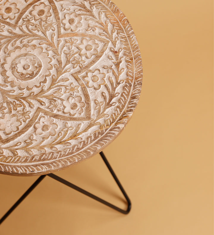 Mughal Vintage Carved Accent Table