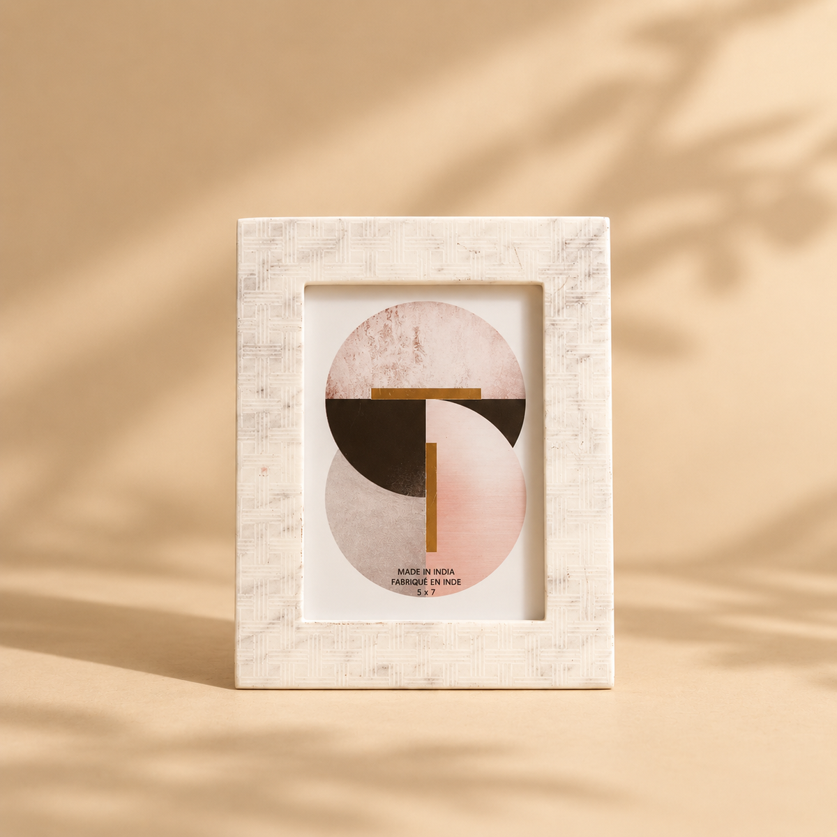 White Marble Textured Photo Frame for Tabletop Styling 5x7 inch