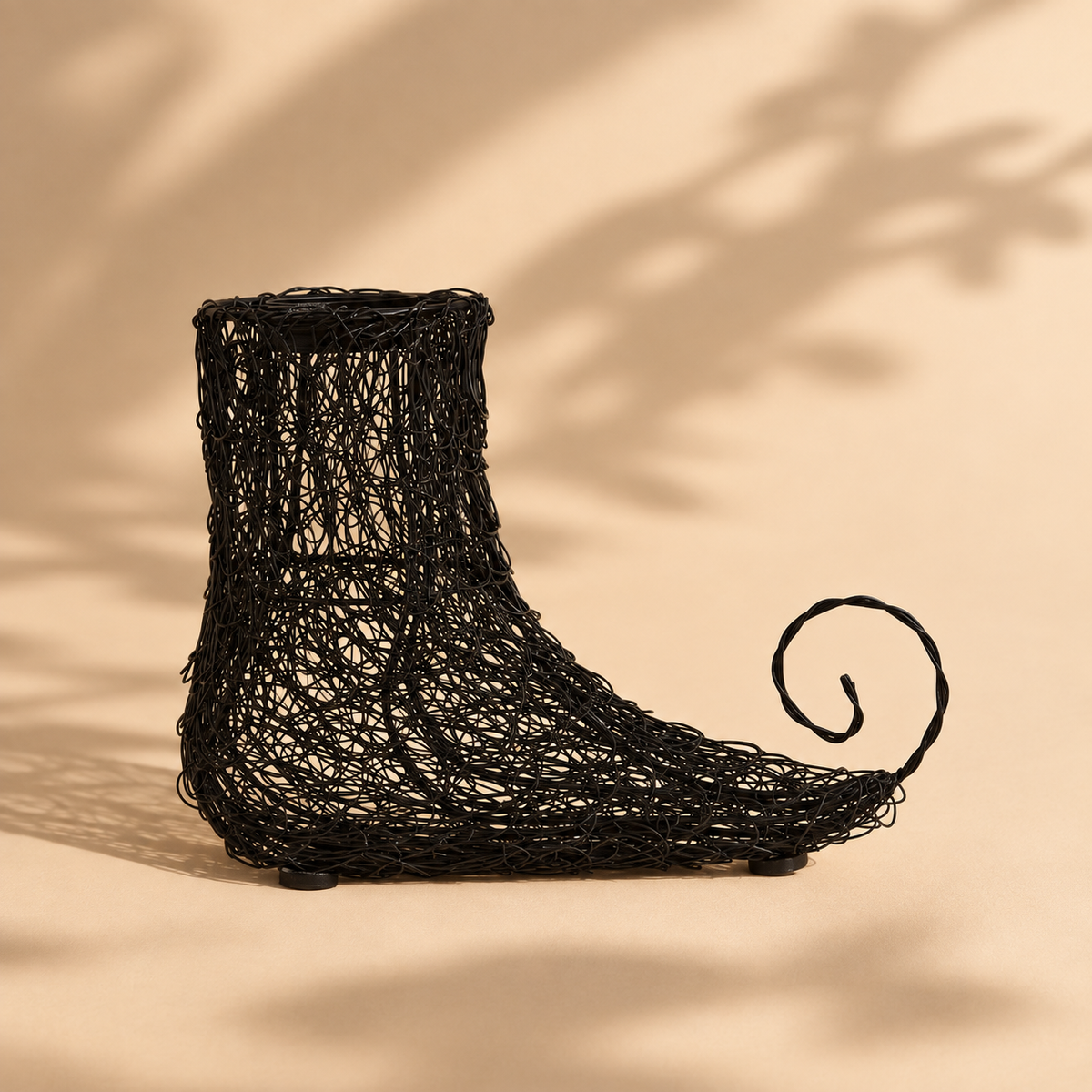 Black Metal Wire Boot Tealight Candle Holder | Modern Table & Shelf Decor