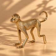 Gold Aluminium Monkey Figurine Showpiece for Tabletop