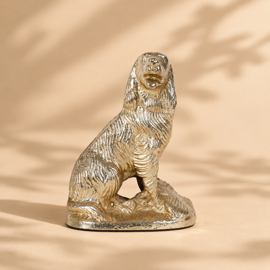 Gold Aluminium Dog Figurine Showpiece for Tabletop