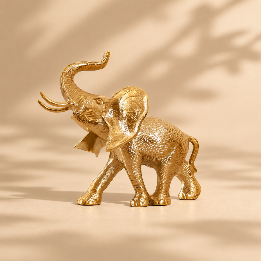 Golden Elephant Figurine Showpiece | Luxury Home Décor Accent