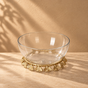Glass Serving Bowl with Gold Bee Stand | Decorative Dining & Kitchen Centrepiece