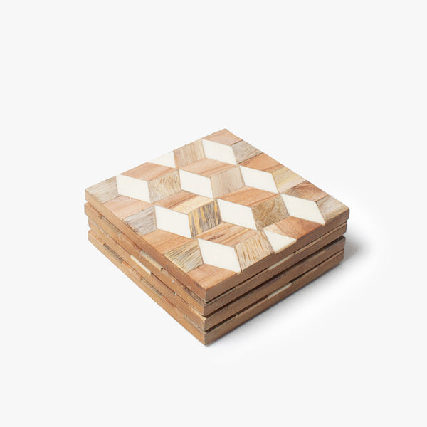 White Rhombus String Coasters