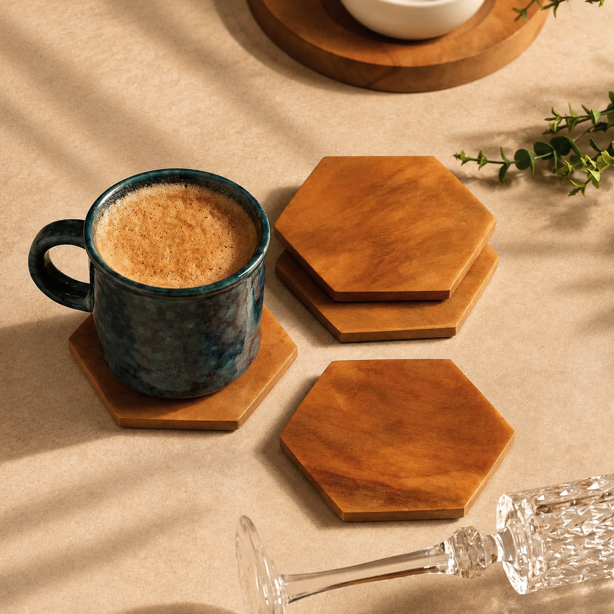 Hexagonal Resin Coaster Set for Dining & Coffee Tables