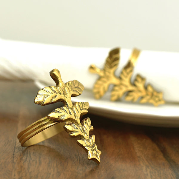 Silver Tree Napkin Rings Golden - Set Of 6