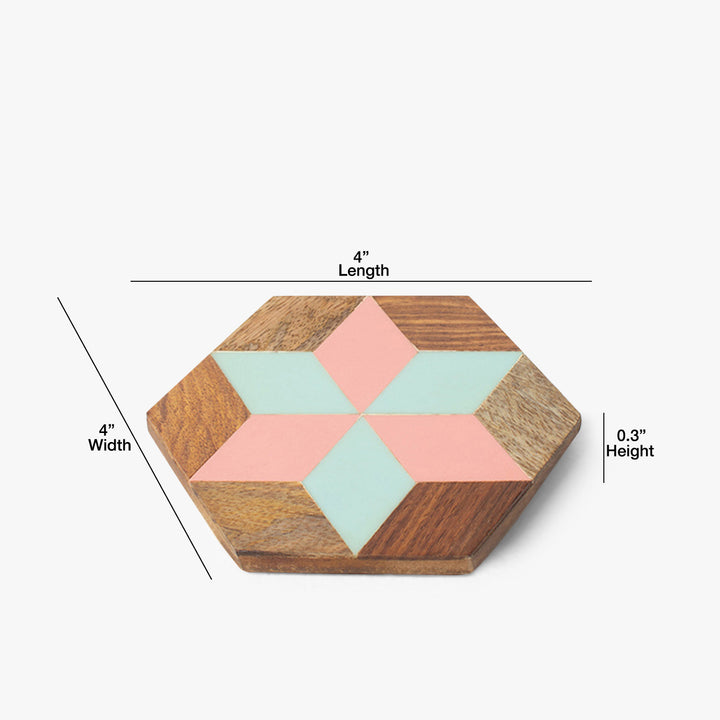 Colorful Marquetry Coaster Set