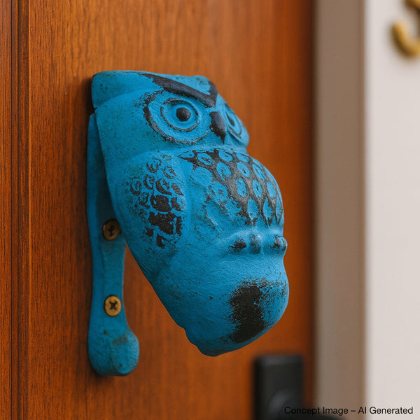 Blue Wise Owl Door Knockers