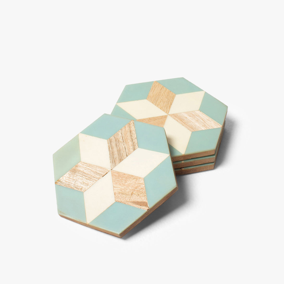 Colorful Marquetry Coaster Set