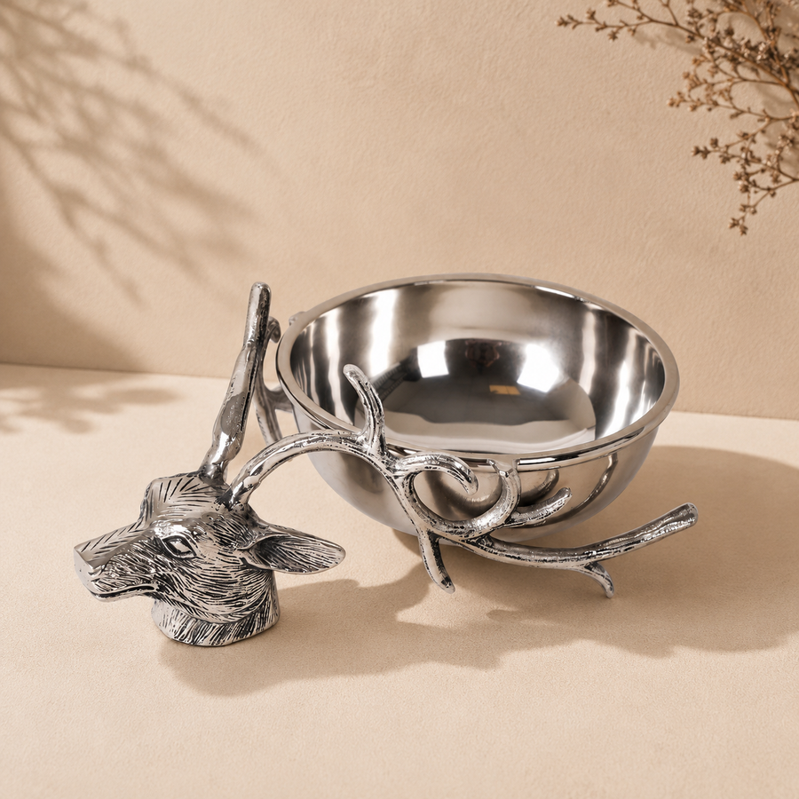 Deer Head Bowl for Table Decor, Dry Fruit Serving and Festive Styling