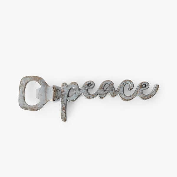 Silver Scripted PEACE Bottle Opener
