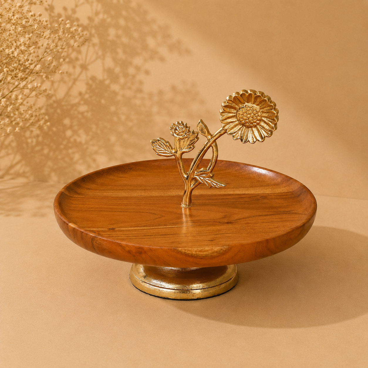 Sunflower Golden Bloom Wooden Cake Stand