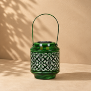 Solar Metal Lantern – LED Decorative Light for Balcony, Garden & Home - Green