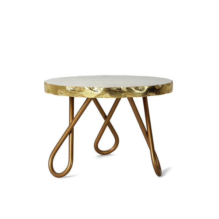 White Gold Foiled Marble Cake Stand