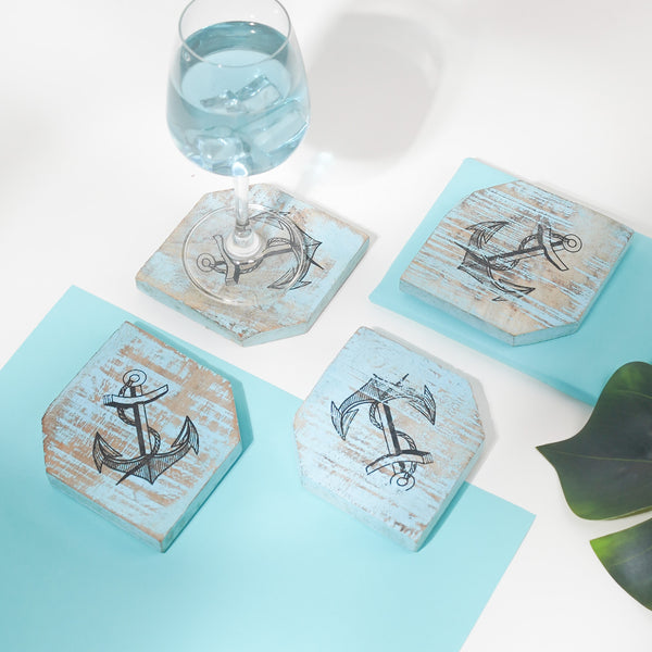 Black Anchor Geometrical Coasters