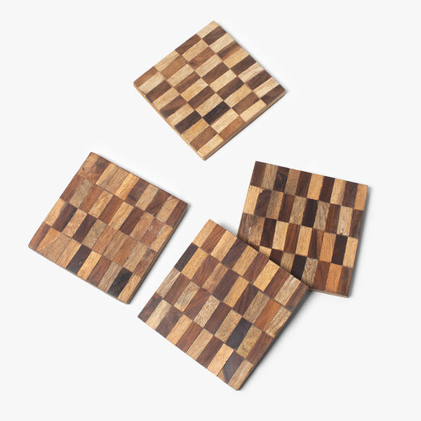 Brown Block Geometric Coasters