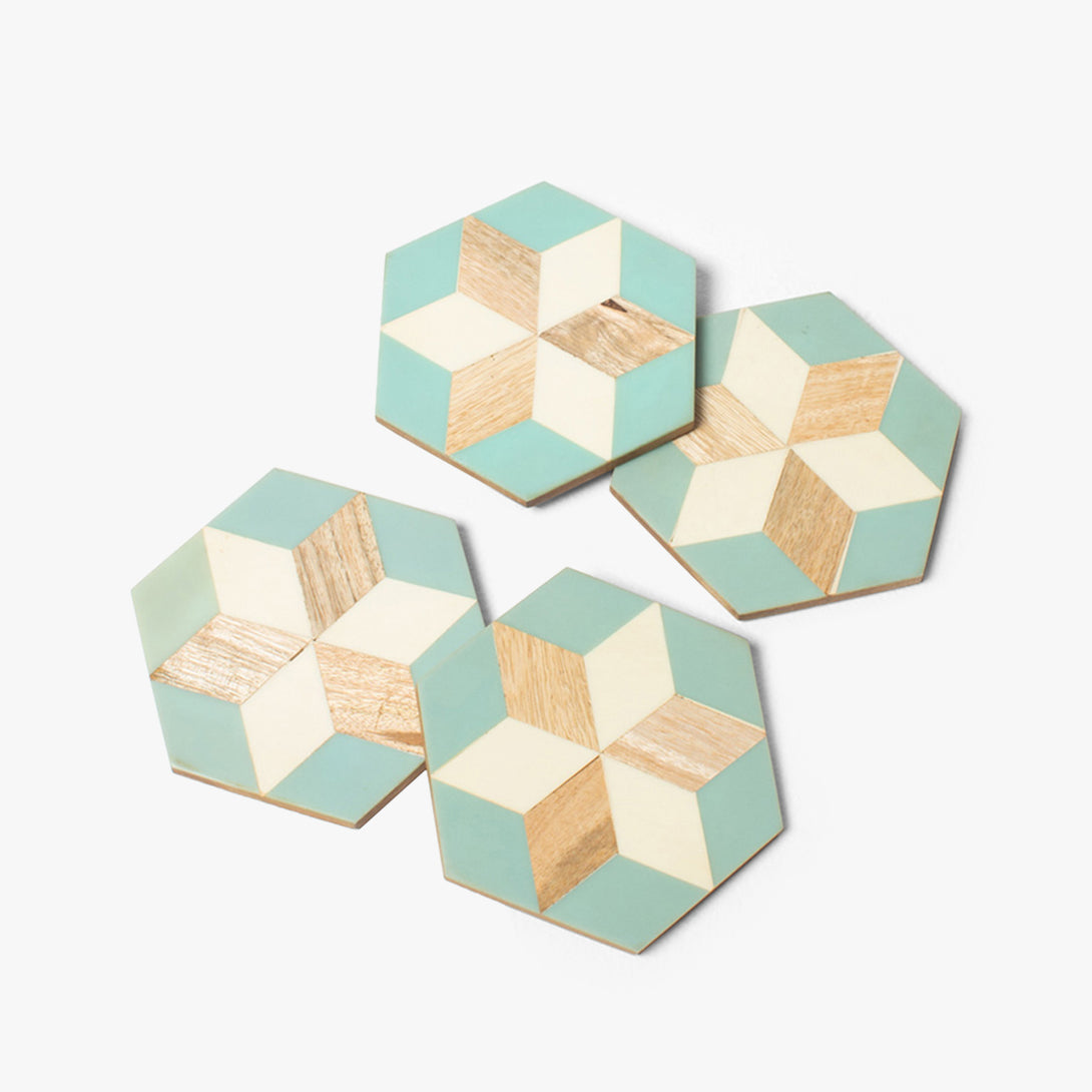 Colorful Marquetry Coaster Set