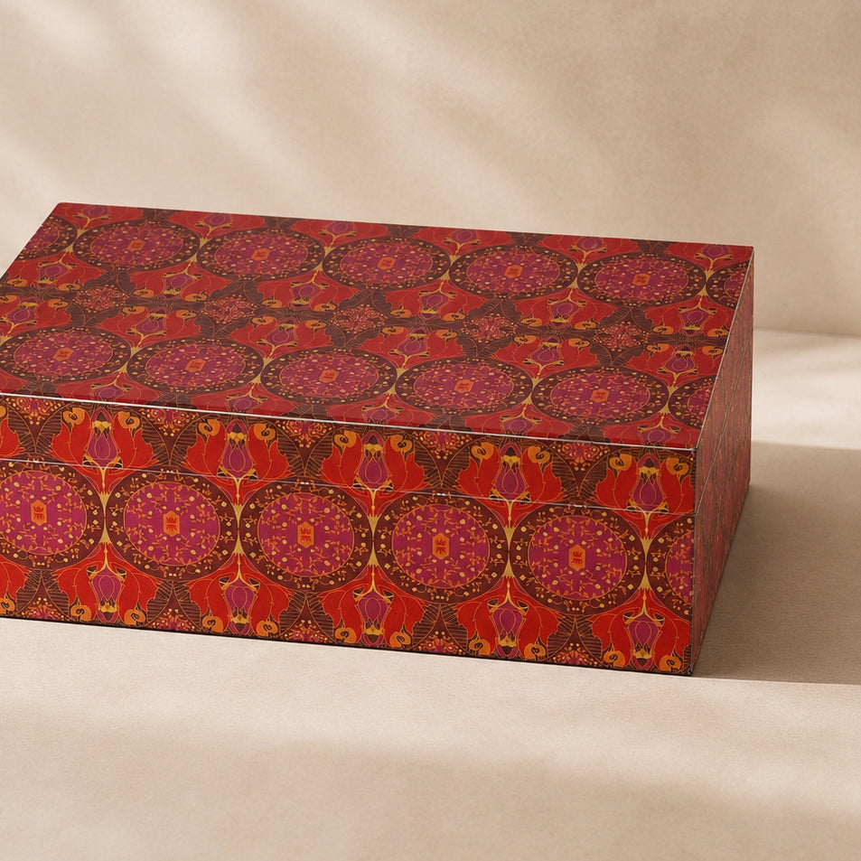 Arc & Petal Wooden Storage Box with Lid | Decorative Multipurpose Organiser Box