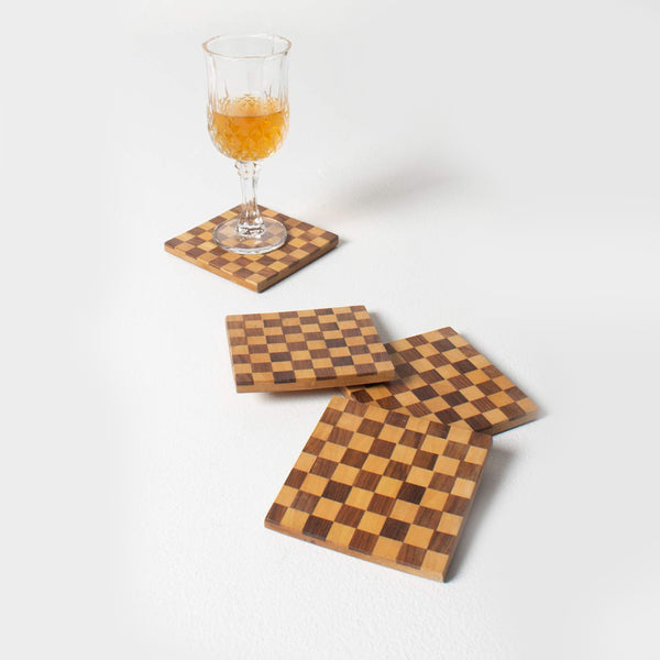 Checkerboard Wooden Coasters