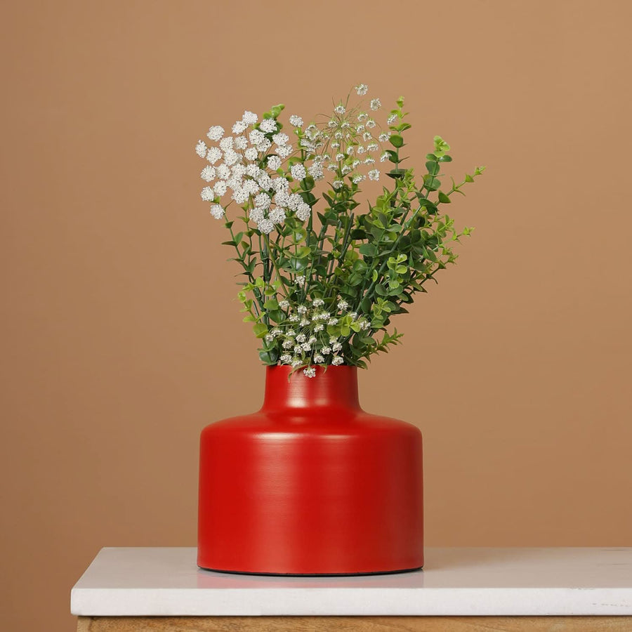 Modern Matte Red Vase for Living Room Decor – Bold Centerpiece