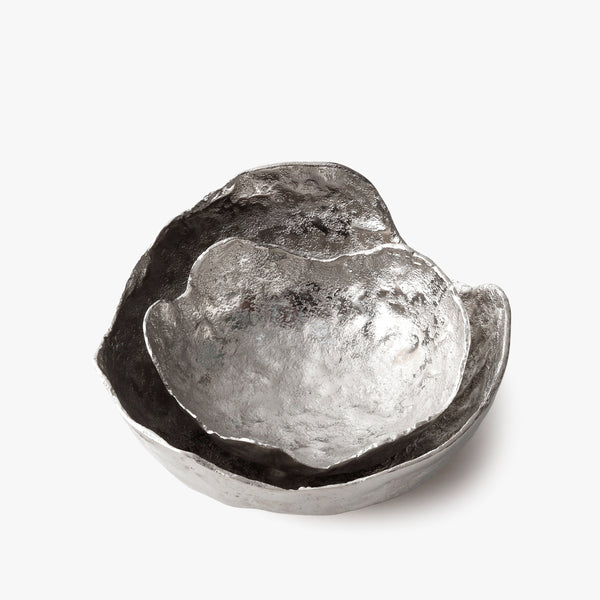Abstract Silver Metal Bowl