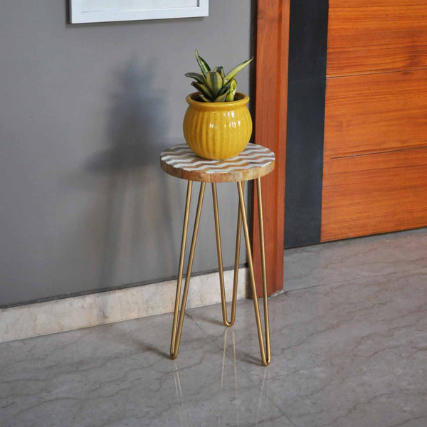 White Chevron String Plant Stand