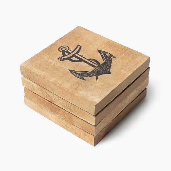Black Anchor Wooden Coasters